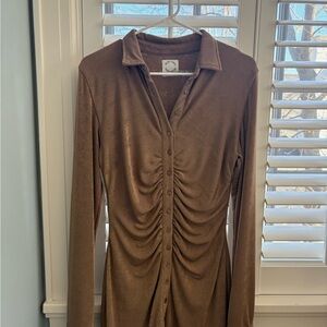 With Jèan Long Sleeve Button-Up Dress